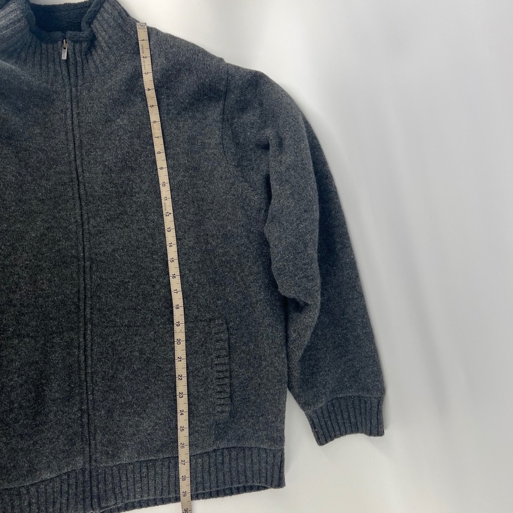 LL Bean Mens XL Lambswool Full Zip Sherpa Lined Sweater Jacket Gray Mock Neck - Picture 7 of 8